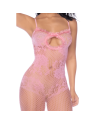 Combinaison en résille rose ajourée 