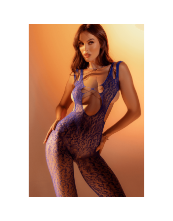 Combinaison résille bleue échancrée à l’arrière - Mapalé