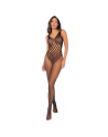 Combinaison en résille léopard noire ouverte à l’entrejambe - Mapalé