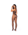 Combinaison en résille léopard noire ouverte à l’entrejambe - Mapalé