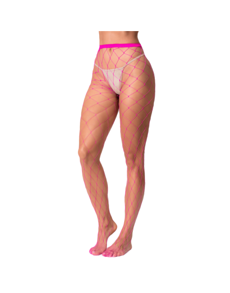 Collant large maille rose 