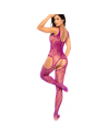 Bodystocking en résille à motif floral, couleur orchidée - Mapalé