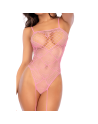 Body rose en résille à motifs cœur avec bas intégrés - Mapalé