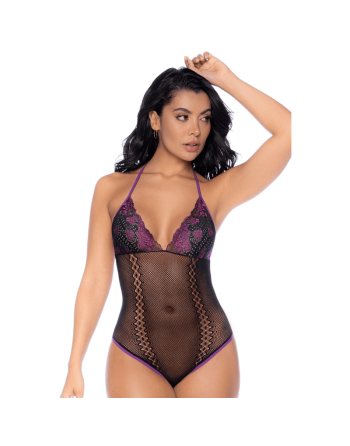 Body noir et violet et mitaines amovibles 