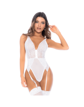 Body blanc avec jarretelles intégrées 