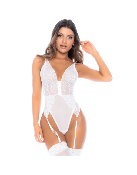 Body blanc avec jarretelles intégrées 