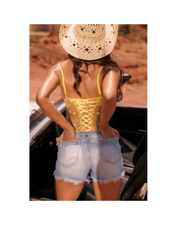Body string jaune brodé 