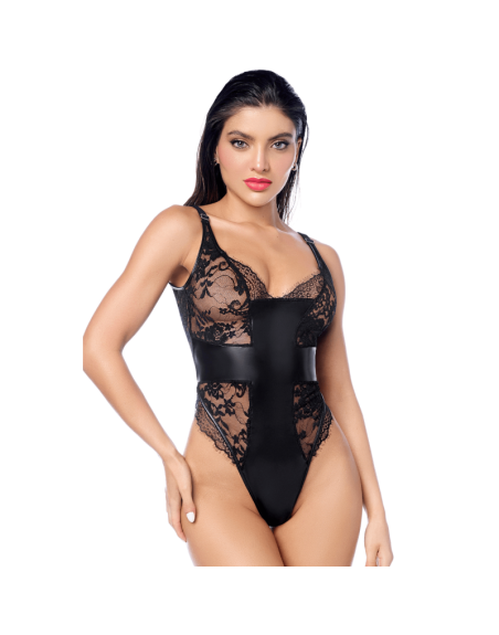 Body sexy noir dentelle  similicuir 