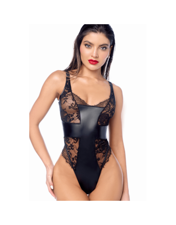 Body sexy noir dentelle  similicuir 