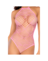 Body rose en résille à motif cœur - Mapalé