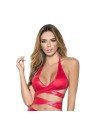 Top décolleté avec lanières wetlook rouge 