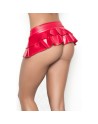 Mini jupe double fronce wetlook rouge 
