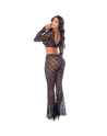 Top et pantalon en dentelle florale noire 