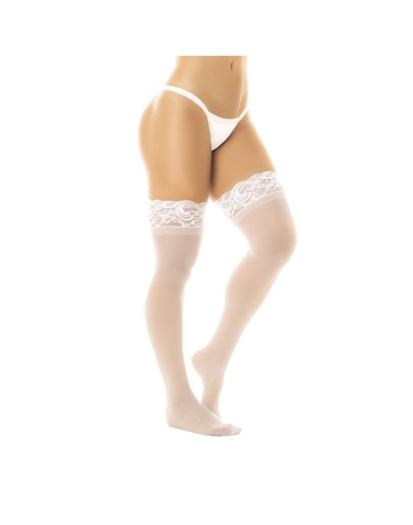 Bas en nylon sexy blanc autofixant  