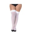 Bas nylon, grande taille, blancs autofixants avec jarretières dentelle 