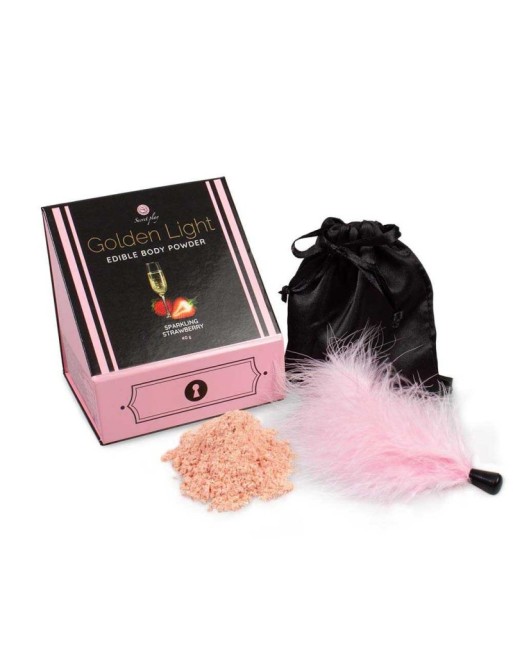 Poudre comestible vin pétillant fraise et plumeau - Secret play Poudre comestible vin pétillant fraise et plumeau - Secret play
