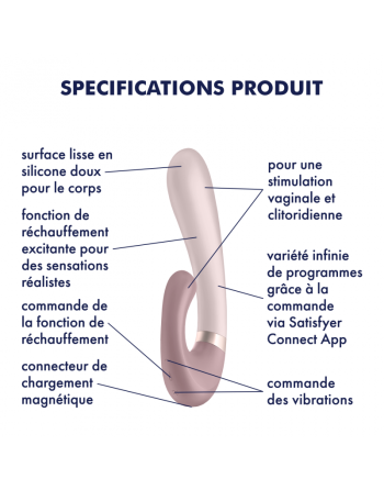 Heat Wave Connect App - Mauve Stimulateur clitoridien et Vibromasseur point G Satisfyer 