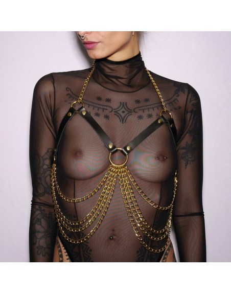 Harnais de poitrine triangle et chaines Gold