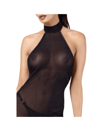 F372 Onyx Robe longue à deux fentes