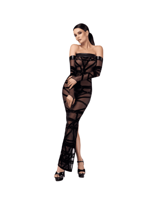 F358 Bondesque Opera Robe longue épaule décolletée