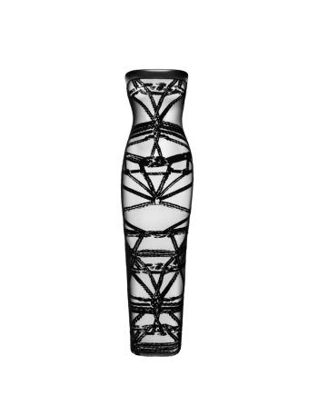 F358 Bondesque Opera Robe longue épaule décolletée